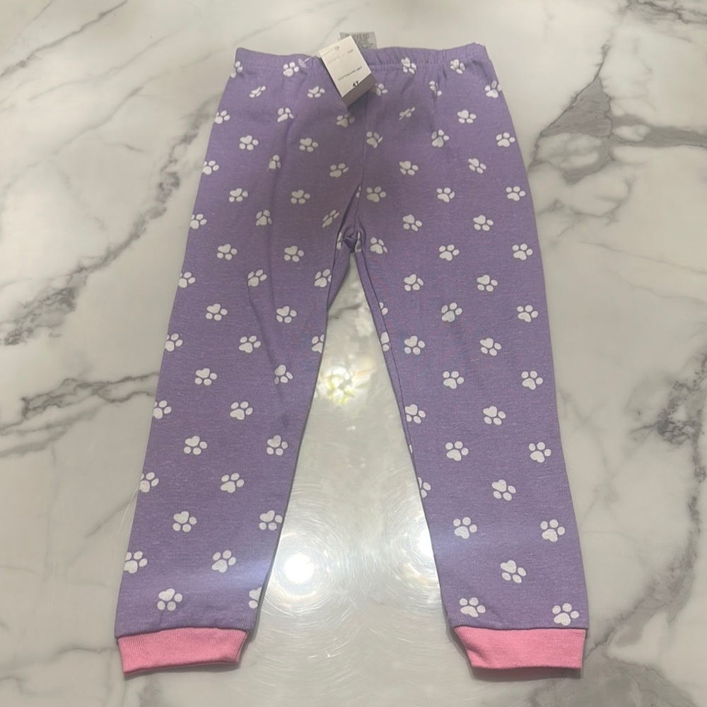 Purple Pajama Pants with White Paw Prints
